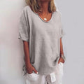 Camiseta lisa de mujer con cuello redondo