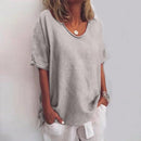 Camiseta lisa de mujer con cuello redondo