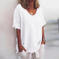 Camiseta lisa de mujer con cuello redondo