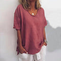 Camiseta lisa de mujer con cuello redondo