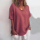 Camiseta lisa de mujer con cuello redondo