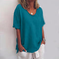 Camiseta lisa de mujer con cuello redondo