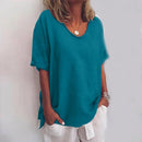 Camiseta lisa de mujer con cuello redondo