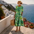 Vestido midi floral para mujer de corte fluido