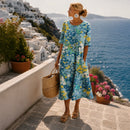 Vestido midi floral para mujer de corte fluido