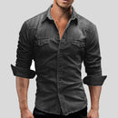 Camisa de hombre de estilo vaquero con bolsillos