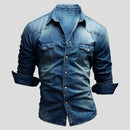Camisa de hombre de estilo vaquero con bolsillos