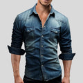 Camisa de hombre de estilo vaquero con bolsillos
