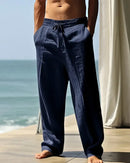 Pantalón de lino de hombre con cordón y corte relajado