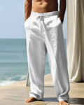 Pantalón de lino de hombre con cordón y corte relajado