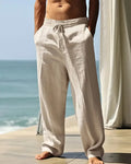 Pantalón de lino de hombre con cordón y corte relajado