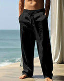Pantalón de lino de hombre con cordón y corte relajado