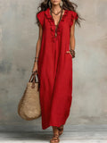 Vestido boho largo de mujer de corte fluido con volantes