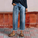 Jeans rectos cortos de mujer