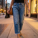 Jeans rectos cortos de mujer