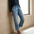 Jeans rectos cortos de mujer