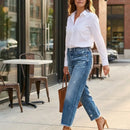 Jeans rectos cortos de mujer