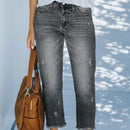 Jeans rectos cortos de mujer