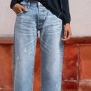 Jeans rectos cortos de mujer
