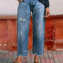 Jeans rectos cortos de mujer