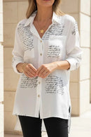 Camisa holgada de mujer con estampado de letras