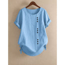 Blusa de algodón de manga corta con botones asimétricos