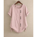 Blusa de algodón de manga corta con botones asimétricos