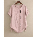 Blusa de algodón de manga corta con botones asimétricos
