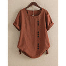 Blusa de algodón de manga corta con botones asimétricos