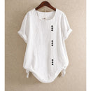 Blusa de algodón de manga corta con botones asimétricos