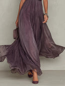 Vestido largo de fiesta con detalle de encaje y cintura fruncida